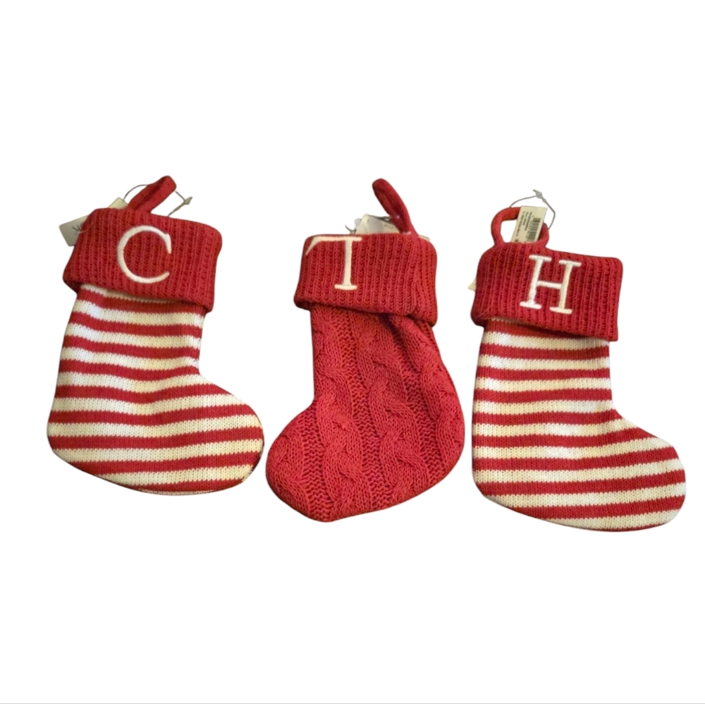 Nordstrom C T H‎ Initial Knit Mini Stockings Set of 3 NWT